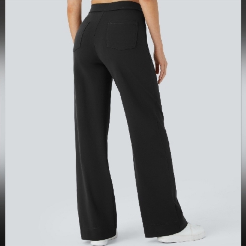 Halara Women's Black Halo Tek Air Wide-Leg Pants Large Tall buttons pockets - Picture 2 of 9